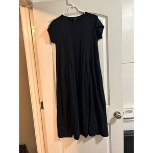 ME+EM Black Cotton T Shirt Midi‎ Dress Short Sleeve Pockets Size US 6